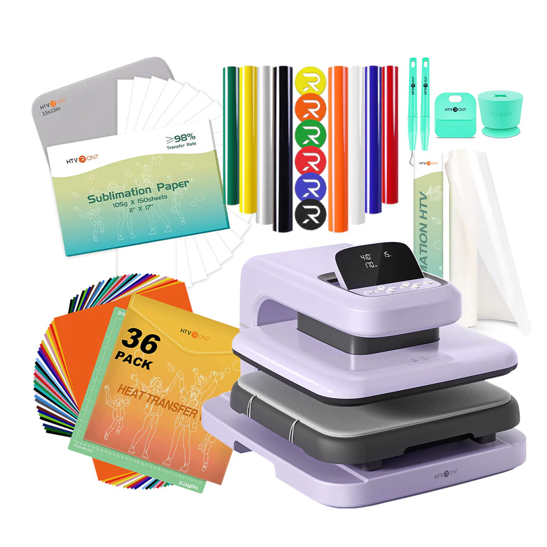 HTVRONT Auto Heat Press 2+HTV & Sublimation Essential Bundle