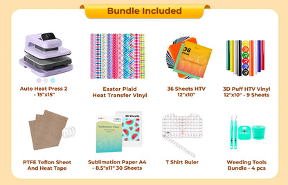 [Easter Best Deal] HTVRONT Auto Heat Press 2+Great Value Bundle
