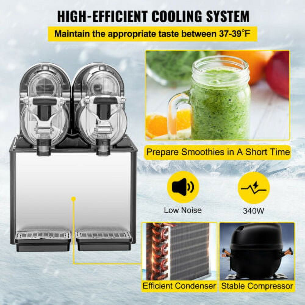 brand Commercial Slushy Machine, 6L Daiquiri Machine , 340W Stainless Steel Frozen Drink Slush Machine, Black