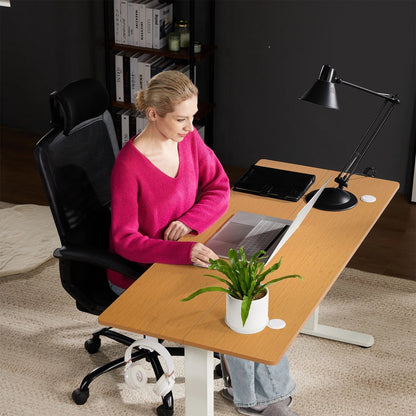 Electric Standing Desk, 55''X24'' Height Adjustable Desk, Home Office Desk with Electric Lift, Sit Stand Desk Workstation for Home Office, Oak
