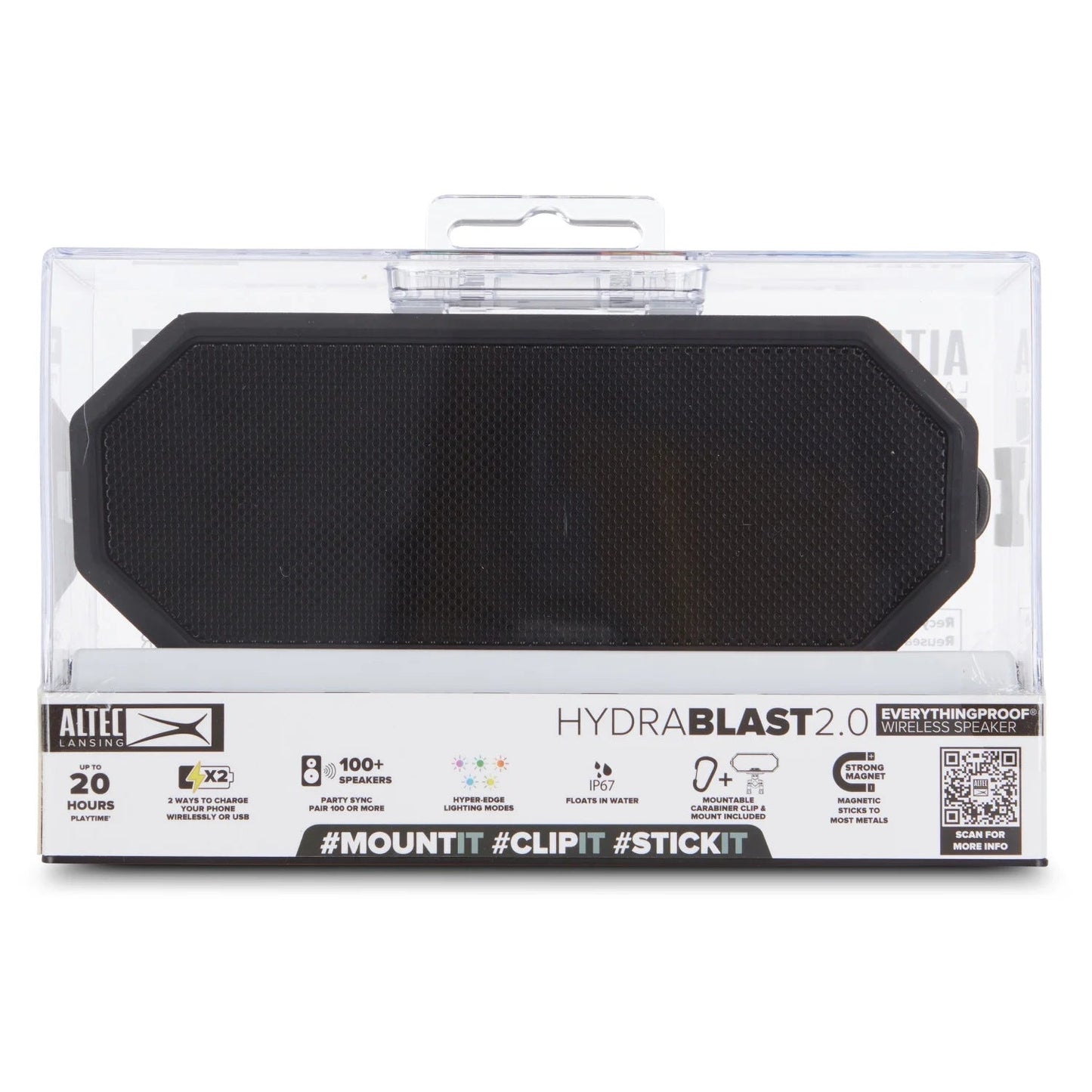Hydra Blast 2.0 LED Lighting Floatable Waterproof Wireless Magnetic Bluetooth Portable Speaker, Black, IMW1302