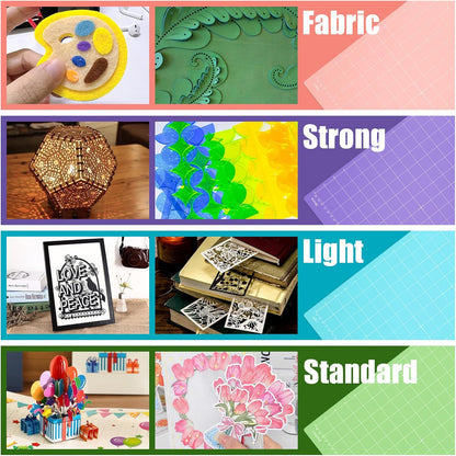 Lzerking Cutting Mat 4 Pack, Compatible with Maker/Maker 3/Air/Air 2 Accessories and Supplies Variety Replacement with Scraper Pick Needle Standard Light Strong Frabic Cut Pads Cricket Cards