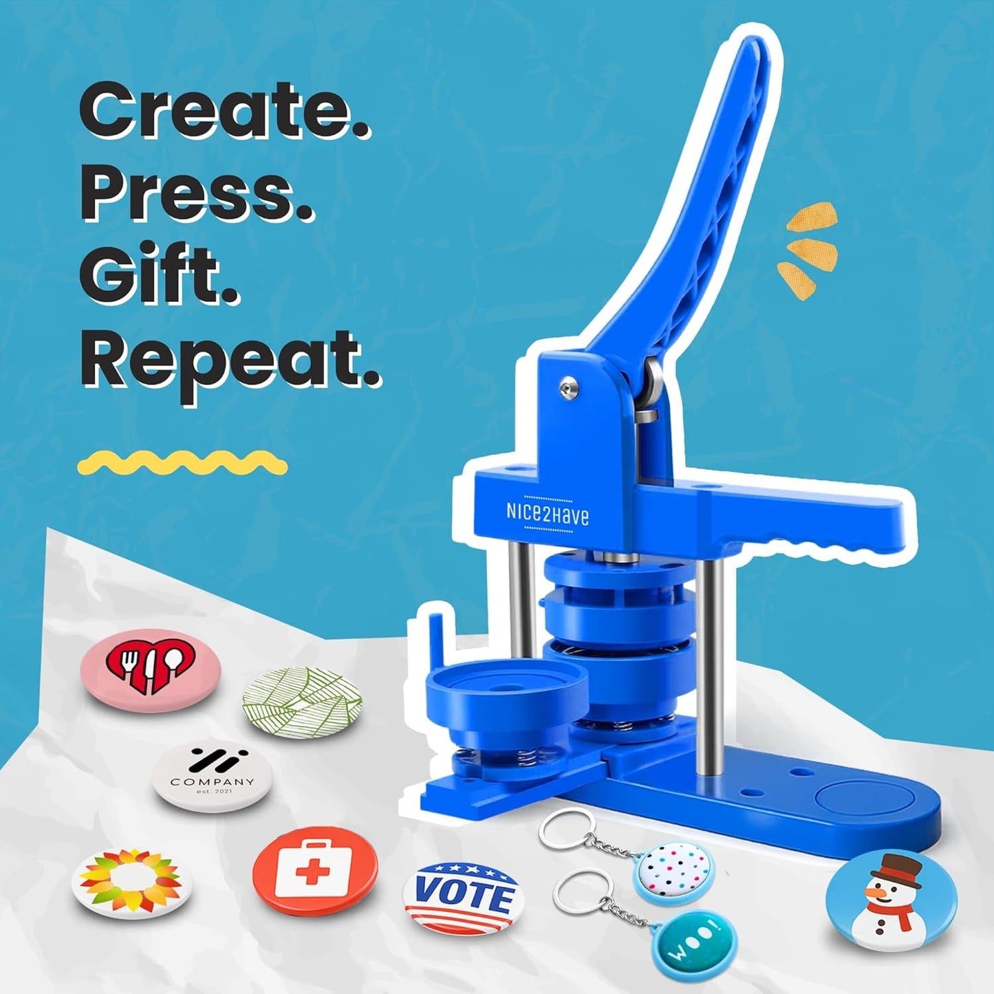 Button Maker Machine – Multiple Size Molds– Pin Maker Machine Kit W/ 500 Buttons, 15 Fridge Magnets, 15 Bottle Openers, 15 Keychain Buttons, Cutters & 500+ Button Designs for DIY Crafts