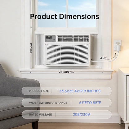 18000 BTU Window Air Conditioner 1000 Sq Ft. Ac Units Intelligent , LED Diswplay Screen, with Remote Control, Dehumidifier/Fan, Operates Quietly, Energy-Saving. 24 Timer, 208/230 VOLTS