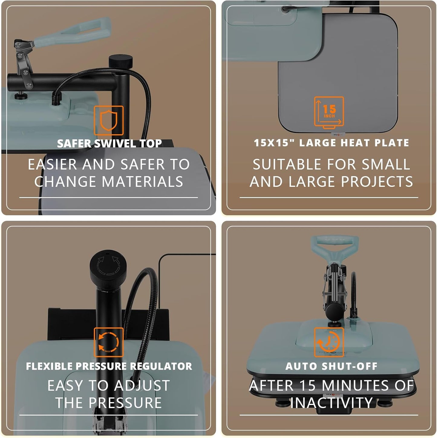 Heat Press Machine for T Shirts +  12" X 8Ft White HTV Vinyl for Shirts+2 Rolls 20Mm X 33M Tape+3 Pack 16 X 20 PTFE Teflon Sheet