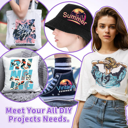 Sublimation HTV for Dark Fabric/Light Fabric 12" X 12" 10PCS Matte White HTV Vinyl Iron on Heat Transfer Vinyl for Cotton T-Shirt Work with Sublimation Paper Sublimation Printers