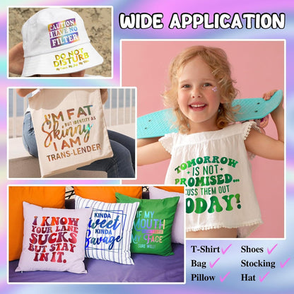 Metallic Holographic Heat Transfer Vinyl - 7 Sheets 12"X12" Iron on Vinyl for T-Shirts, Clothes, Bags, Pillows and More, Compatible with Most Cutter Machines