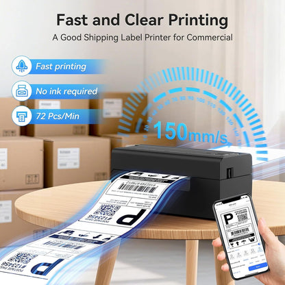 Bluetooth Thermal Label Printer, Wireless 4X6 Shipping Label Printer for Small Business & Shipping Packages, Support Iphone, Android, Windows, Macos, Work for Amazon, Ebay, Shopify, Etsy, USPS