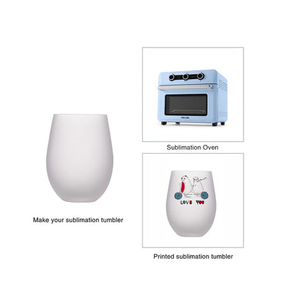 Wholesale 17 OZ Sublimation Glass Wine Cups Bulk Frosted White 12 Pack & 36 Pack & 72 Pack