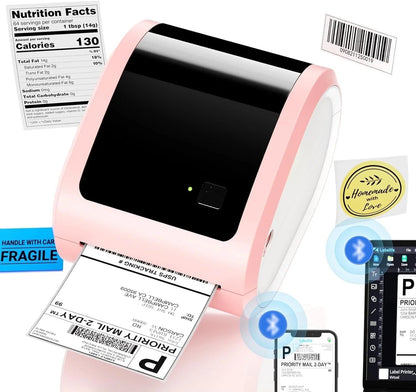 Thermal Label Printer 4X6 - D520BT Built-In Label Holder Thermal Printer for Small Business Shipping Packages - Compatible with USPS, Amazon, Shopify, Ebay and More(Pink)