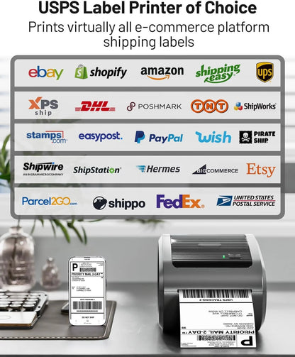 Thermal Label Printer 4X6 - D520BT Built-In Label Holder Thermal Printer for Small Business Shipping Packages - Compatible with USPS, Amazon, Shopify, Ebay and More(Pink)