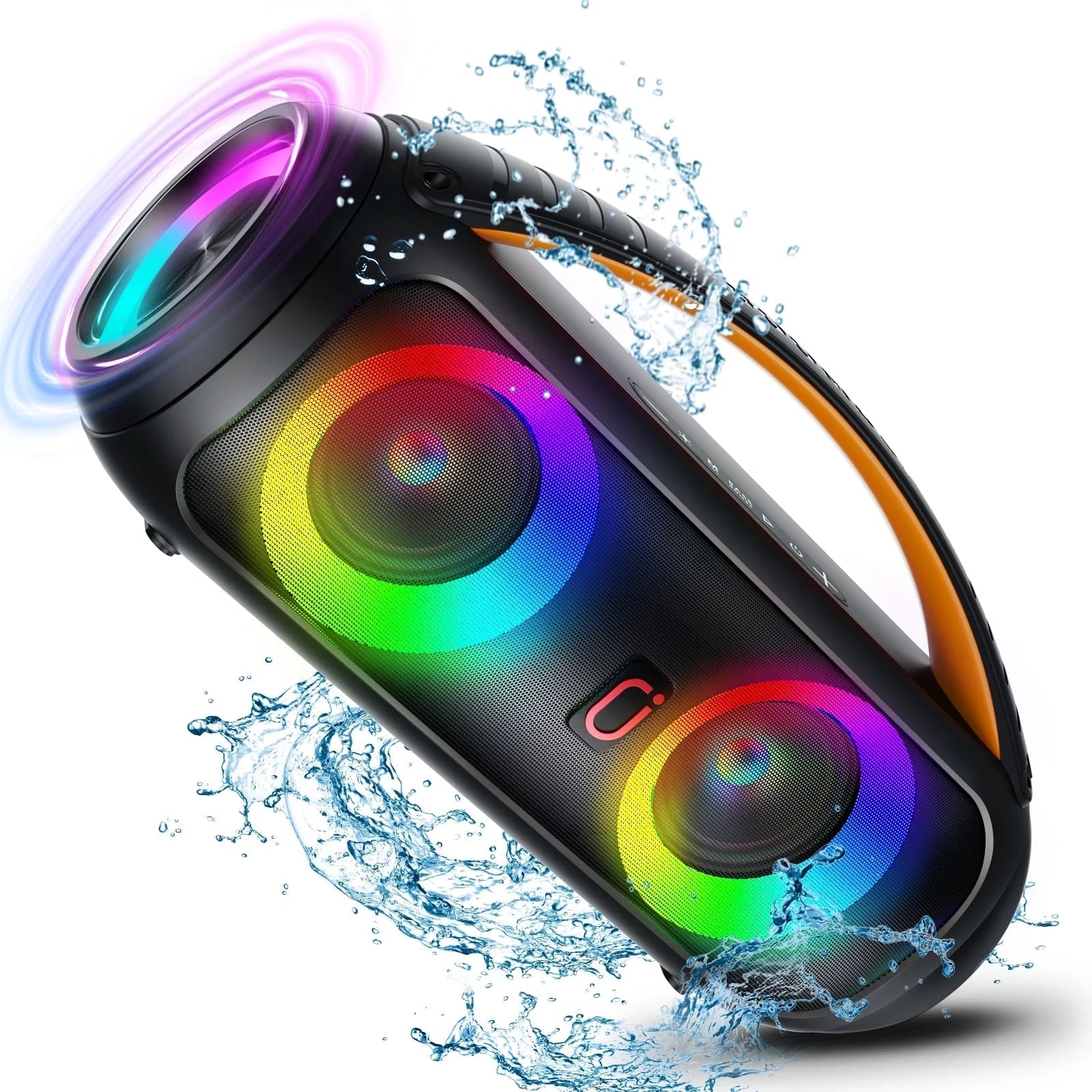 Waterproof Bluetooth Speaker, 40W Stereo Deep Bass, Portable Boombox Party Speaker, Remote Control, D16