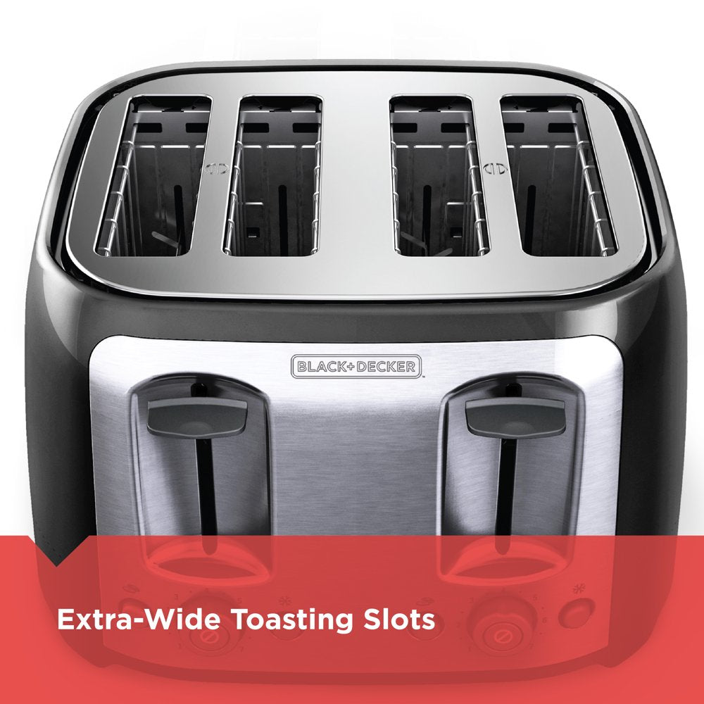 4-Slice Toaster with Extra-Wide Slots, Black/Silver, TR1478BD