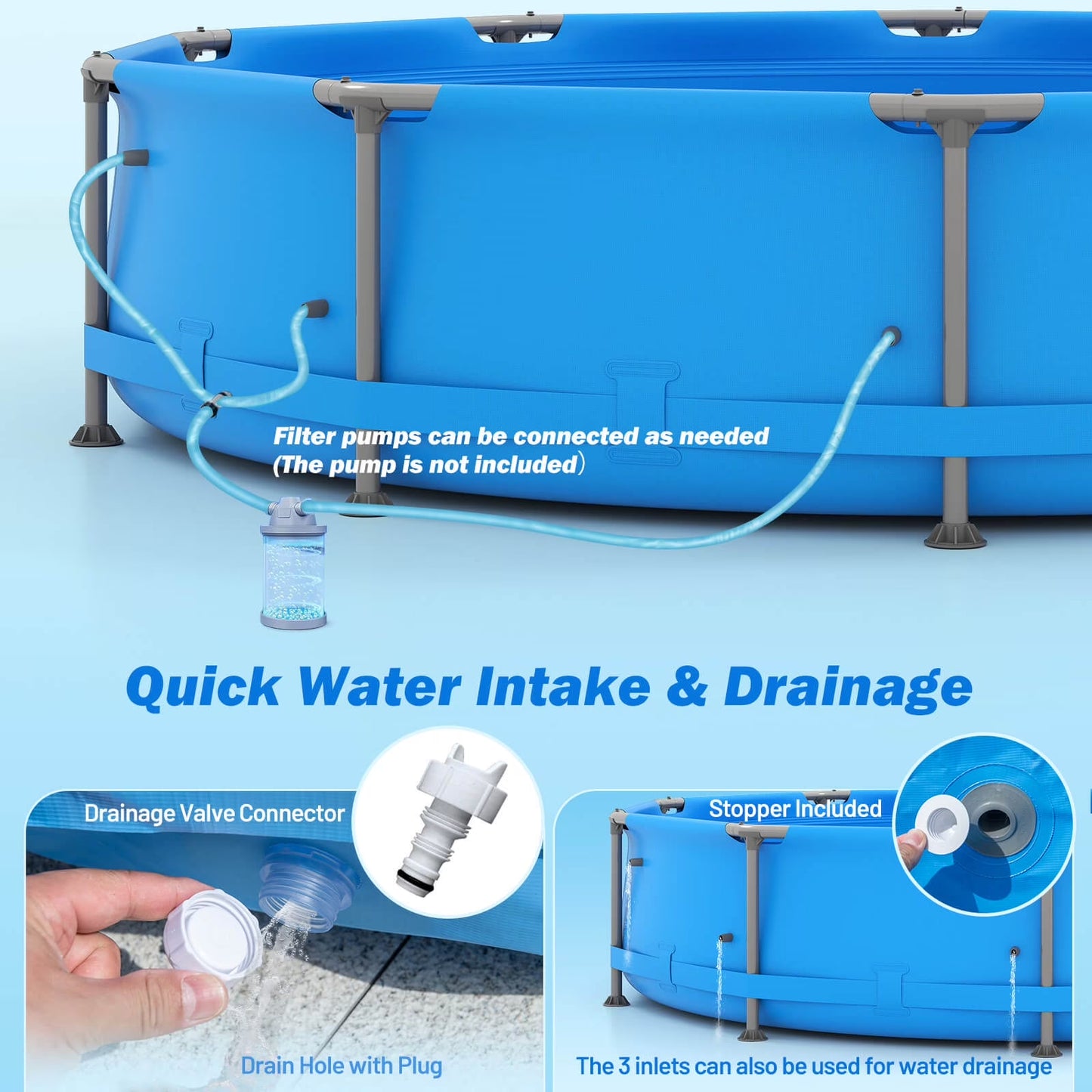 1617 Gal Outdoor Family Swimming Pool with Metal Frame Multi-Layer PVC Fabric