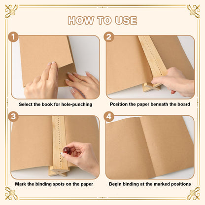 Gute Bamboo Book Binding Cradle with Awl,Hole Punch Tool for Bookbinding | Solid Bamboo Build,Ergonomic Rounded Edges,Weighted Anti-Slip Base,Compact & Portable,Easy to Store