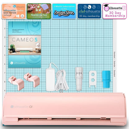 Silhouette Pink Cameo 5Α Alpha W/ 64 Oracal Vinyl Sheets, Blades, Tools, Guides