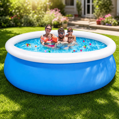 10Ft X 28In Inflatable Swimming Pool above Ground Family Pool for Kids & Adults Puncture-Resistant PVC, Quick Setup (Includes 2 Repair Patches)