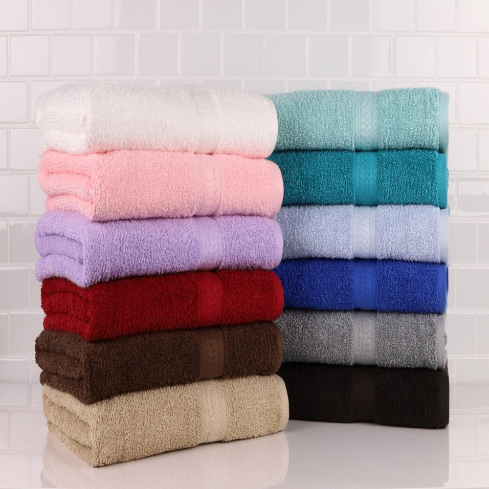 Basic Solid 18-Piece Bath Towel Set Collection, Aqua