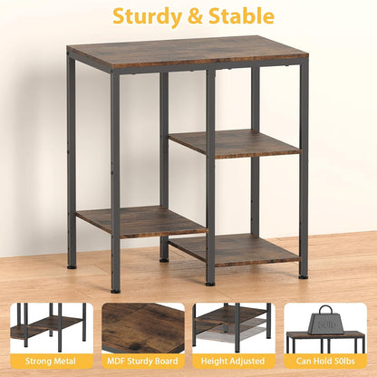 OGEMXU Kitchen Microwave Stand,4-Tier Adjustable Microwave Cart, Brown | Storage Shelf Rack,Open Storage Design for Spices, Pots Small Side Table,Coffee Cart for Living Room Office, Balcony