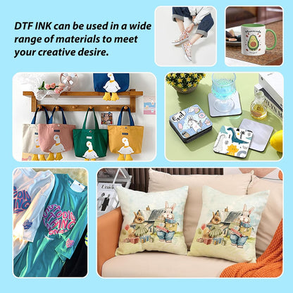 DTF Ink - 3000ML DTF Transfer Ink for PET Film, Premium Pigment Ink Refill for P600 P800 DX5 DX7 R1390 XP600 I3200 4720 5113 Printers, High Fluidity & Coverage (500ML*6, 2W+BKCMY)