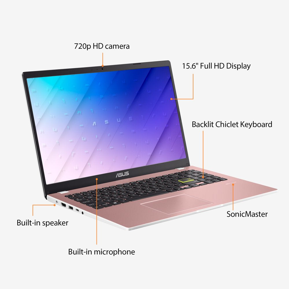 Vivobook Go 15.6" FHD Laptop, Intel Pentium, 4GB, 128GB, Win 11 (S Mode), Office 365 1-Yr, Pink