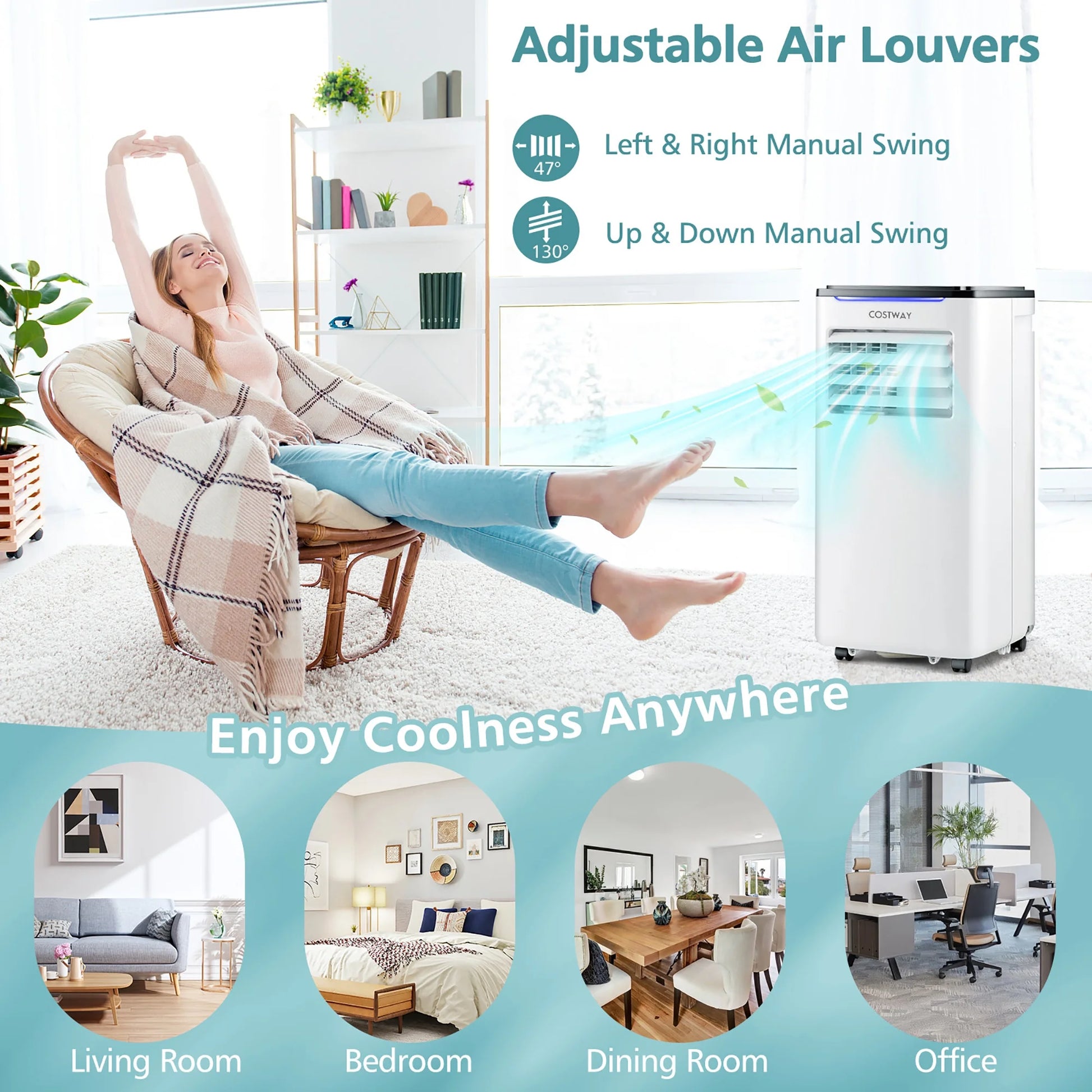 5200 BTU (8000 BTU ASHRAE) Portable Air Conditioner 3-In-1 AC Unit W/ Cool Dehum Fan Sleep Mode