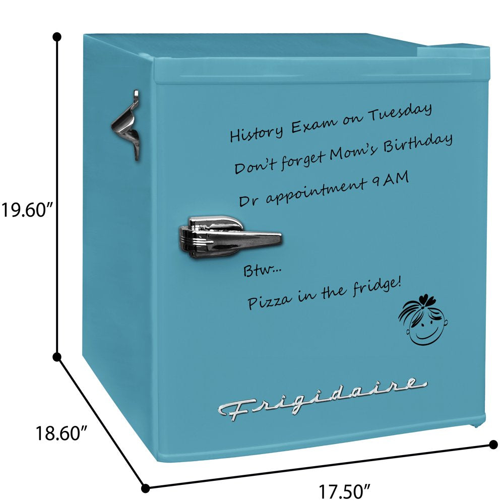 , 1.6 Cu. Ft. Retro Dry Erase Compact Refrigerator with Side Bottle Opener, (EFR177), Blue