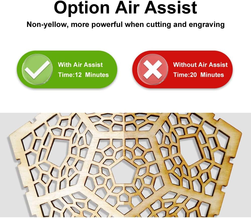 Longer Laser Engraver Air Assist Kit for RAY5 10W/20W, Large Airflow, Adjustable Airflow of 10-30L/Min, for CNC Cutting and Laser Engraving, Remove Smoke and Dust Protect Laser Lens Low Noise