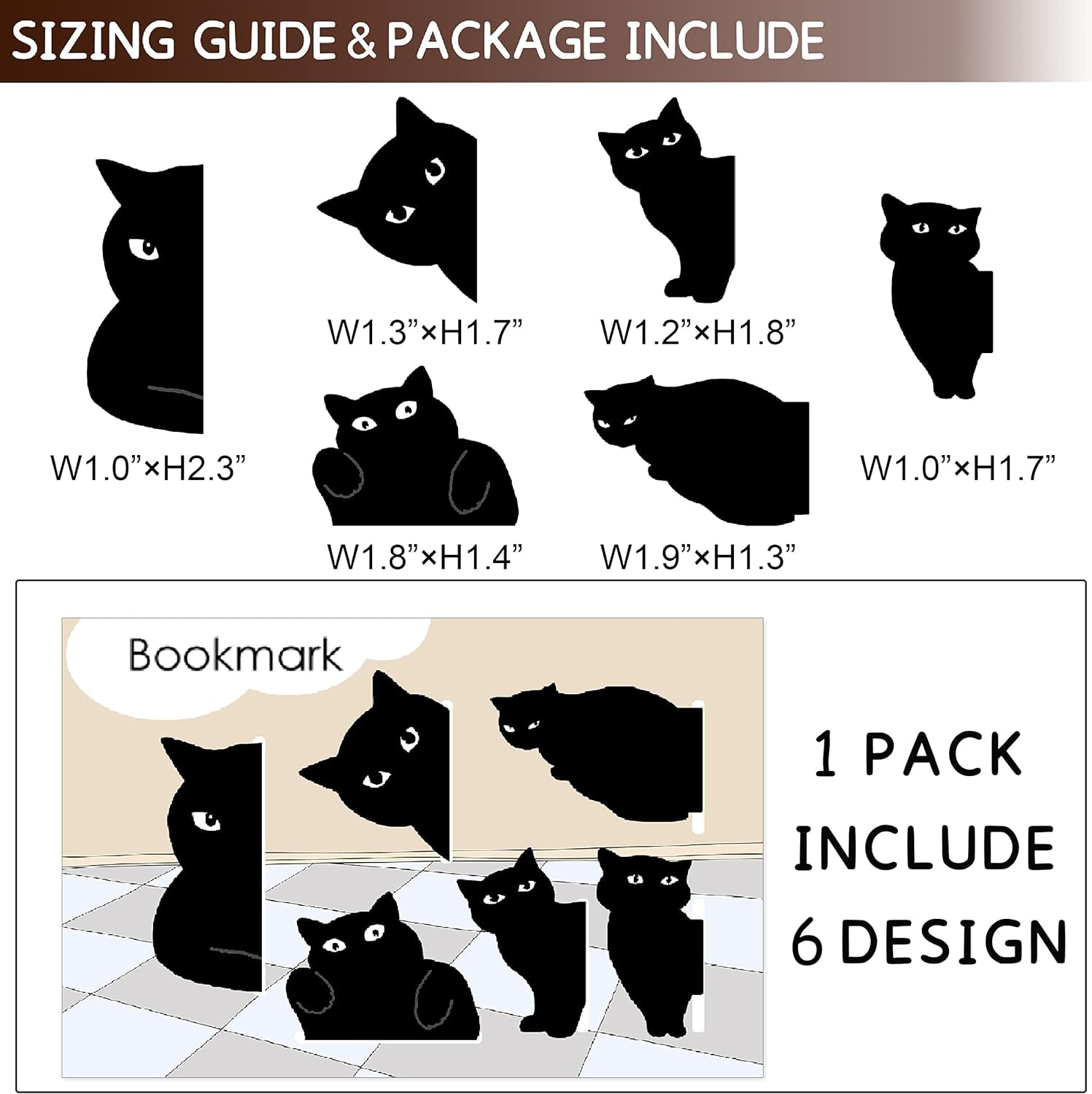 Yasest Magnetic Bookmarks - 6 Pieces Assorted Cute Book Markers Clip Set for Women Teachers Students Book Lovers Reading, for School Office Home Supplies, Kawaii Cat Magnet Page Markers