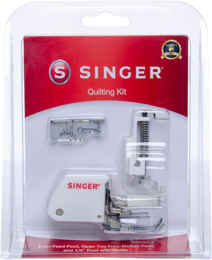 SINGER Quilting Presser Foot Kit | 3 Essential Presser Feet for Quilting – Even Feed Foot, Quarter Inch Foot with Guide & Open Toe Free Motion Foot | Compatible with SINGER CA-CC, CE, EA-EC Series