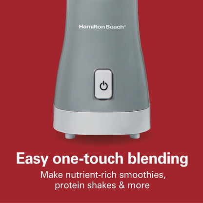 Single Serve Personal Smoothie Blender, 14 Oz. Travel Cup and Lid, Gray, New, 51128F