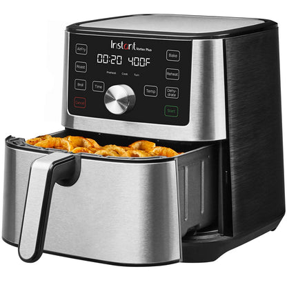 Vortex plus 6-In-1 Large 6-Quart Air Fryer Oven with Customizable Smart Cooking Programs, Non-Stick and Dishwasher-Safe Basket, Includes Free App over 1900 Recipes, Stainless Steel