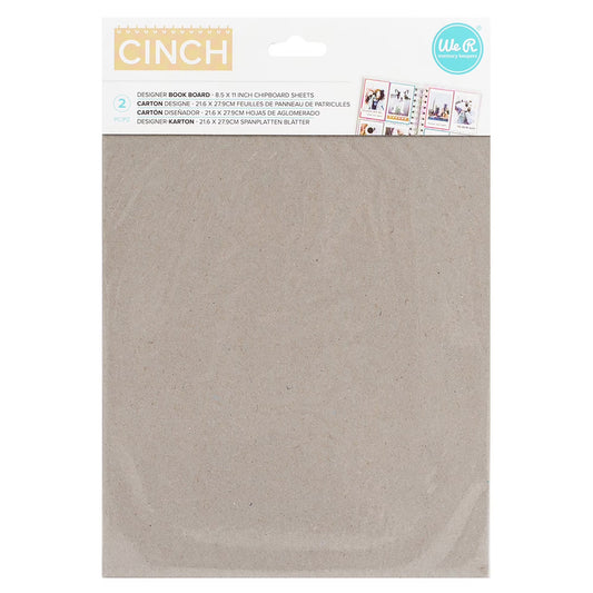 We R Cinch Book Board 8.5"X11" 2/Pkg-Gray Chipboard