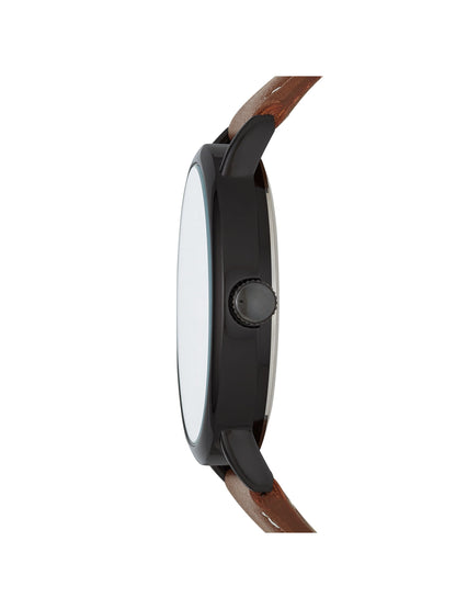 Men'S Watch: Gunmetal Case, Black Easy Read Dial, Cognac Vegan Leather Band (FMDOGE009)