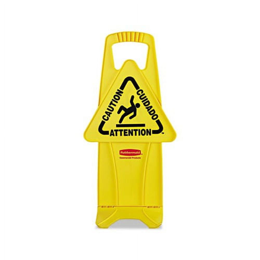 Commercial Stable Multi-Lingual Safety Sign, 13W X 13 1/4D X 26H, Yellow -RCP9S0900YEL
