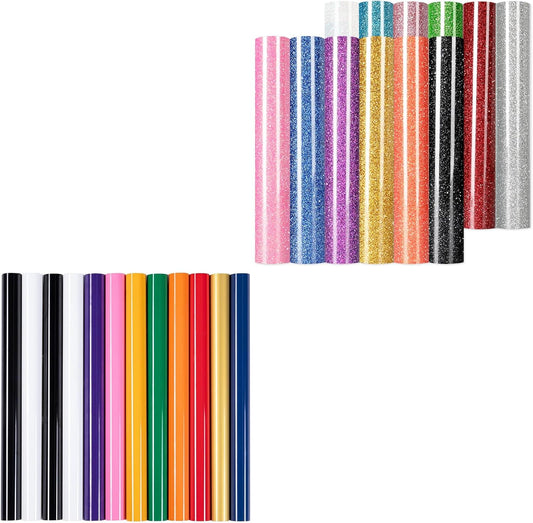 HTV Heat Transfer Vinyl -13 Pack HTV Vinyl Sheets-12" X 10"Glitter Iron on Vinyl for T-Shirts