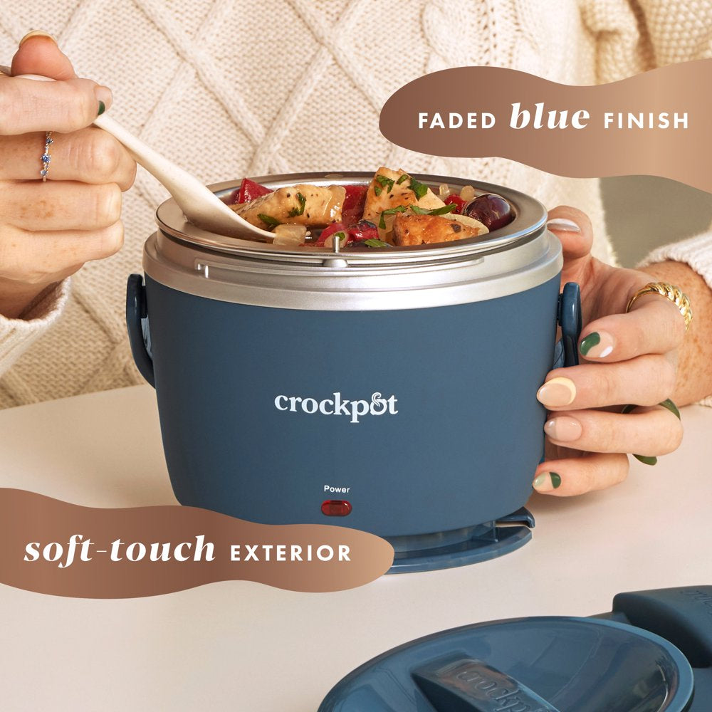 Electric Lunch Box, Portable Food Warmer, 20 Oz, Faded Blue (6.54 X 6.54 X 6.54)