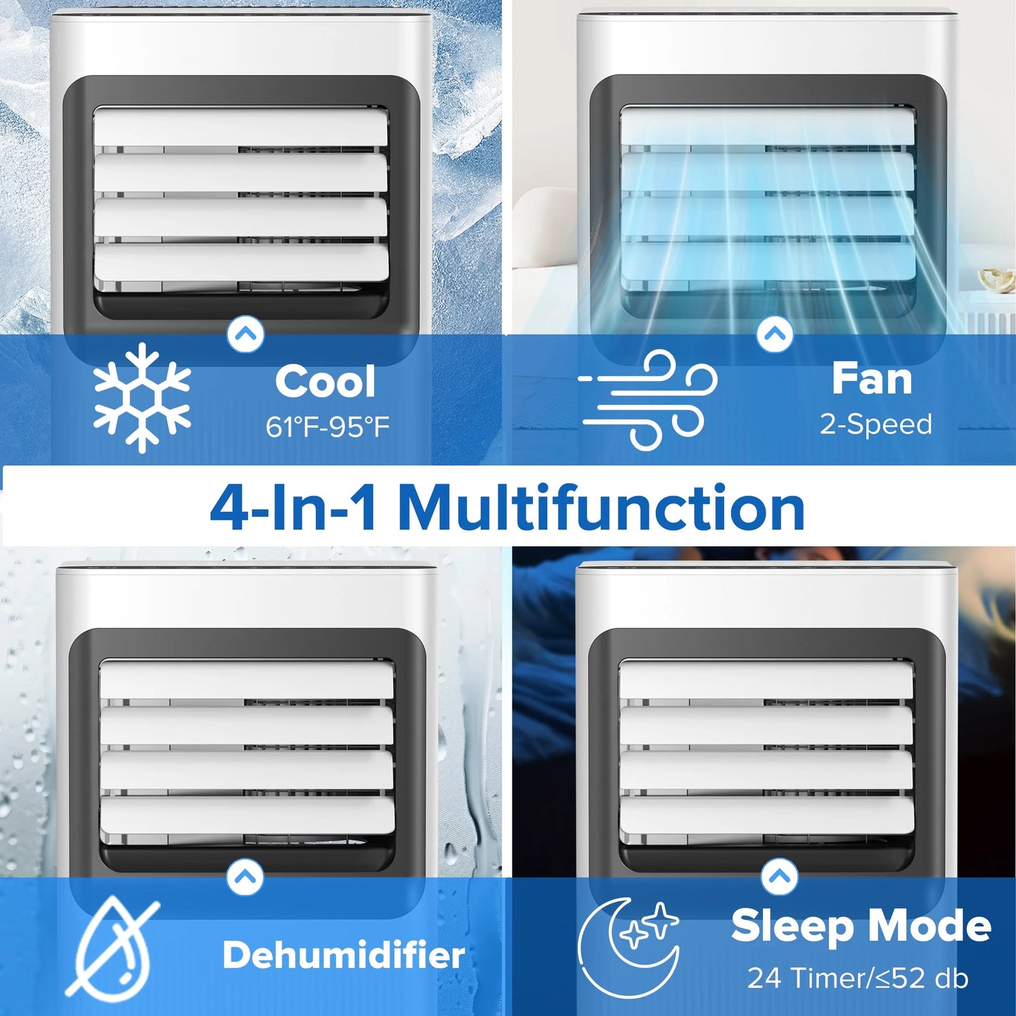8000 BTU Ashare Portable Air Conditioner, 4-In-1 AC Unit with Fan, Cool and Dehumidifier, Sleep Mode, Remote Control, for Rooms up to 350 Sq Ft