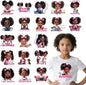 DTF Transfers Ready to Press - 20Pcs Black Little Girl Iron on Transfers for Tshirts, Chibi Afro Girl Iron on Decals Patches, Afican American Young Princess Sublimation for DIY Clothes Jeans
