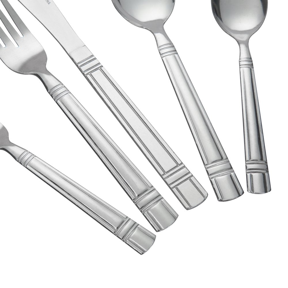 49 Piece Elena Stainless Steel Flatware and Organizer Tray Value Set Silver, Service for 8