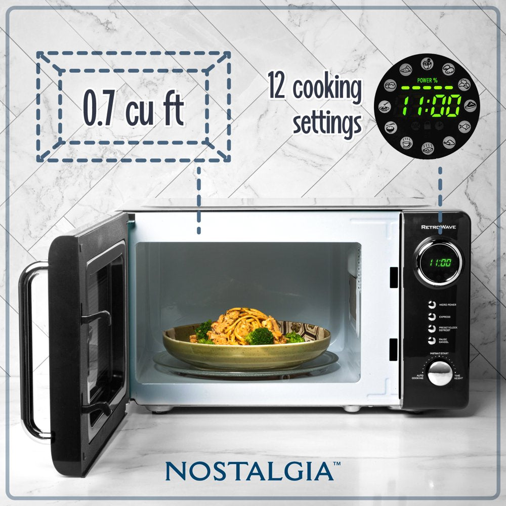 Retro 0.7 Cubic Foot 700-Watt Countertop Microwave Oven - Black, NRMO7BK6A