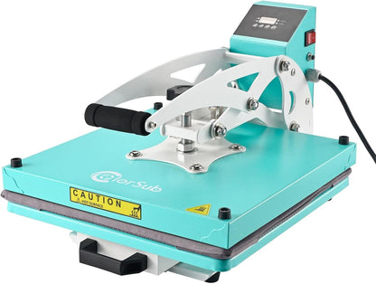 Colorsub 15X15 Heat Press for T-Shirt with Slide Out Drawer, Sublimation Heat Press Machine, Teal