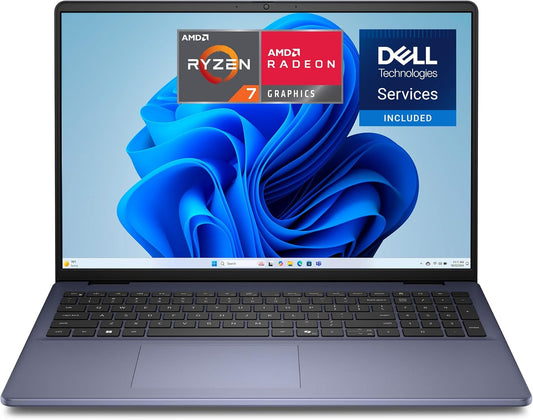 Dell 16 Laptop Dc16256-16-Inch FHD+ 300Nits Display, AMD Ryzen 7 250, AMD Radeon Graphics, 16GB Memory, 1TB SSD, Backlit Keyboard, 1 Year Dell Care plus Service and Accidental Damage-Windows 11 Home
