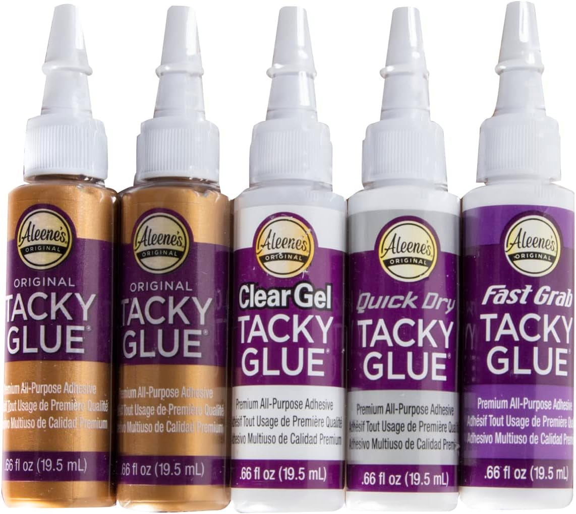 Aleene'S Tacky 5-Piece Trial Pack, All Purpose Glue for Crafts and DIY Projects, Includes Original Tacky Glue, Clear Gel, Quick Dry, and Fast Grab Adhesive, .66 Fl Oz 5-Pack