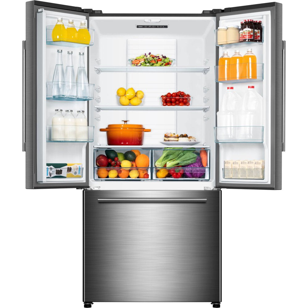 18 Cu. Ft. Counter Depth 3-Door French Door Refrigerator 32 Inch Wide, Stainless Steel, Condition: New