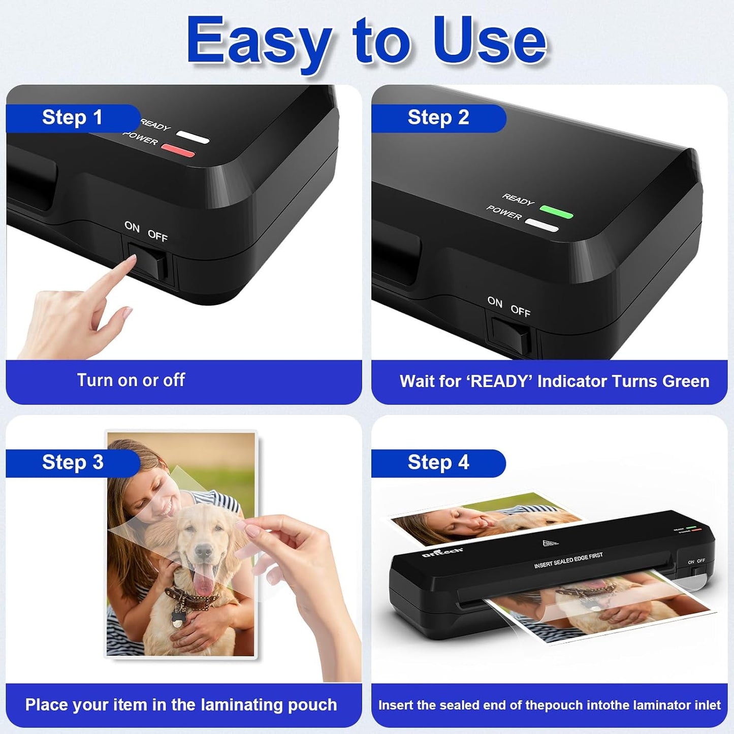 9 Inch Laminator Machine with 40 Laminating Sheets | Laminator with NTC Technology Continuous Operation and Quick 2-Min Warm-Up for Home,Office,School Use-Black