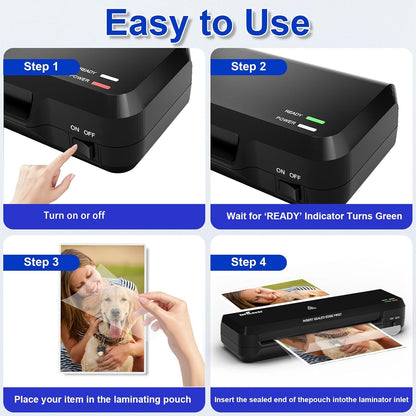 9 Inch Laminator Machine with 40 Laminating Sheets | Laminator with NTC Technology Continuous Operation and Quick 2-Min Warm-Up for Home,Office,School Use-Black