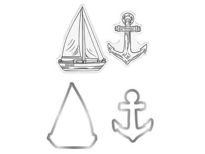 Crafter'S Companion Coastal Collection Stamp & Die - Out at Sea
