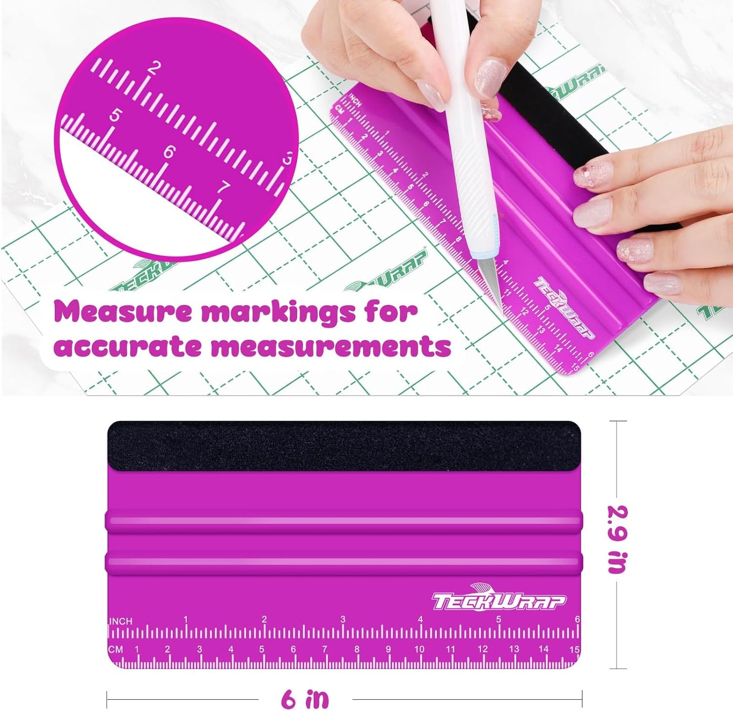 Professional Squeegee Tool for Vinyl Decals, Inkjet Vinyl Sticker Paper,And Wallpaper - 6"X2.9", Scratch-Free Application (Pitaya)