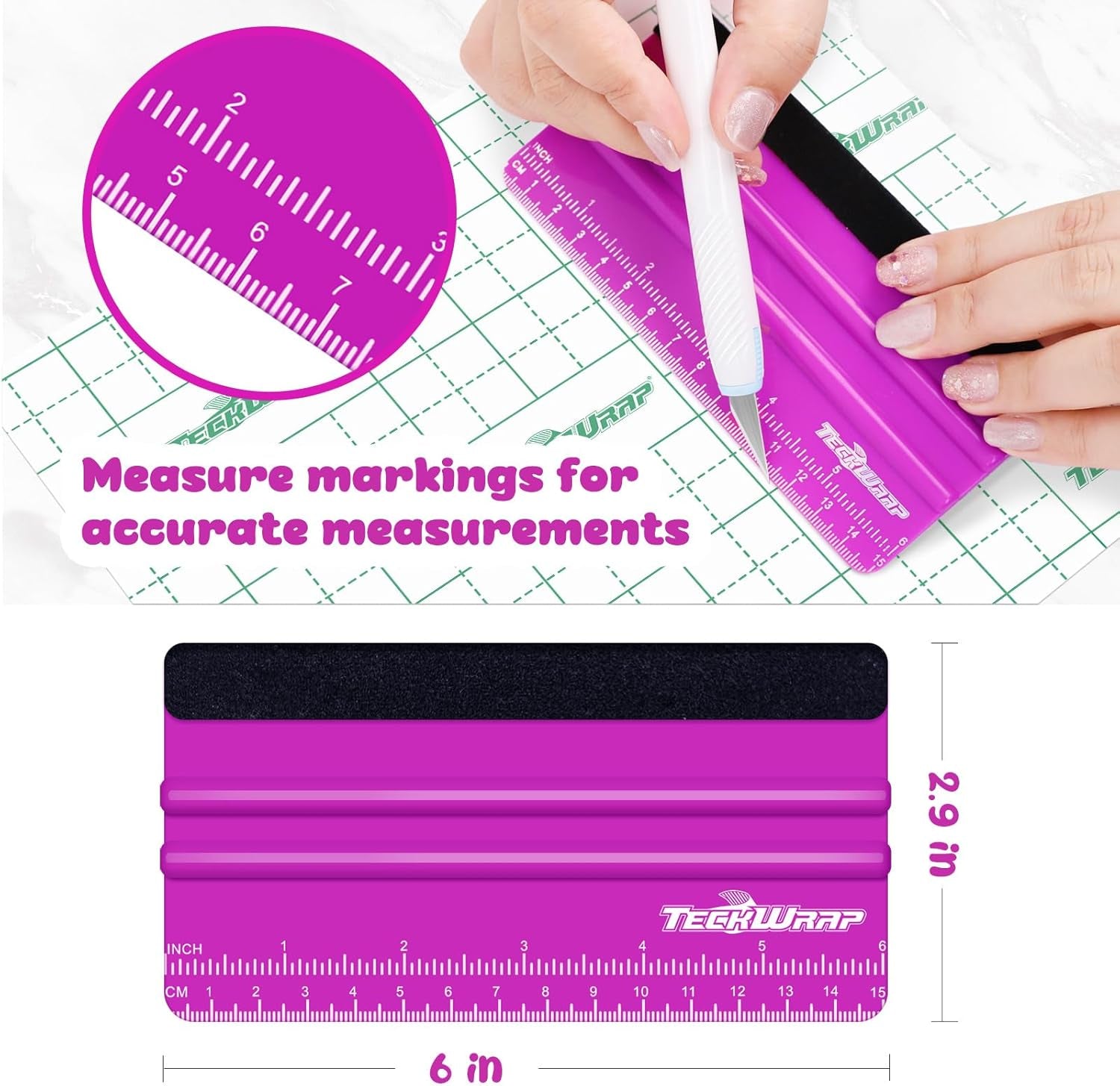 Professional Squeegee Tool for Vinyl Decals, Inkjet Vinyl Sticker Paper,And Wallpaper - 6"X2.9", Scratch-Free Application (Pitaya)